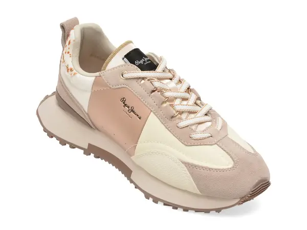 Pantofi sport PEPE JEANS roz, LS60037, din material textil si piele naturala