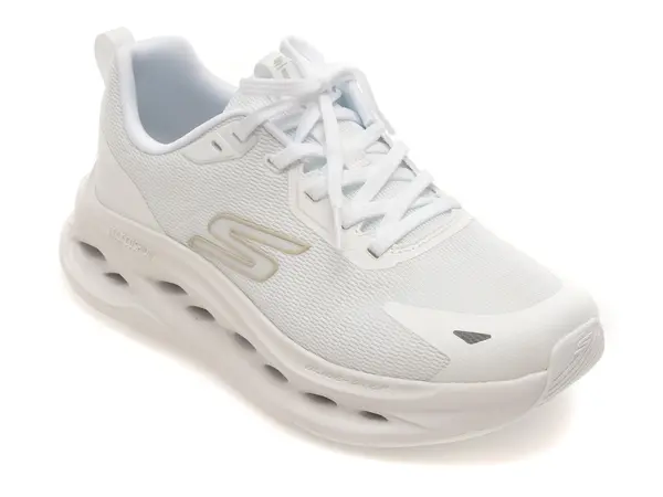 Pantofi sport SKECHERS albi, MAX CUSHIONING GLIDE-STEP, din material textil