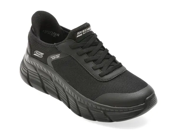 Pantofi sport SKECHERS negri, BOBS B FLEX HI, din material textil