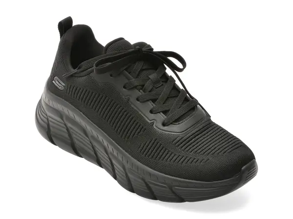 Pantofi sport SKECHERS negri, BOBS B FLEX HI, din material textil