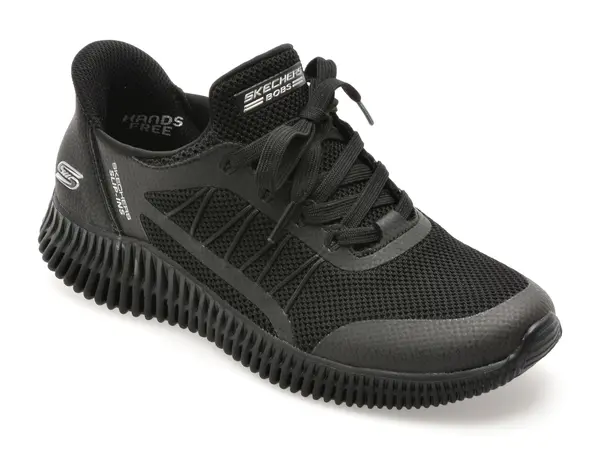 Pantofi sport SKECHERS negri, BOBS GEO LITE, din material textil