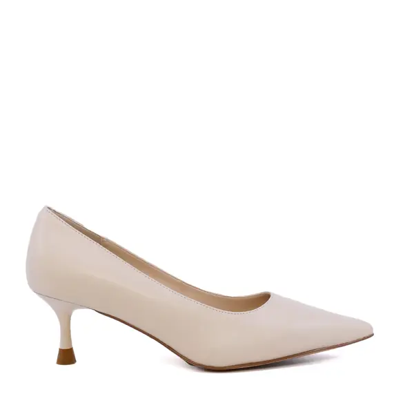 Pantofi stiletto cu toc mic femei Luca di Gioia bej din piele 1261DP8861BE