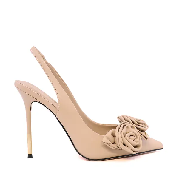 Pantofi stiletto slingback femei Enzo Bertini bej din piele 2279DD93445BE