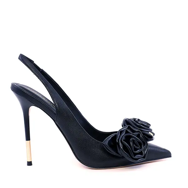 Pantofi stiletto slingback femei Enzo Bertini negri din piele 2279DD93445N