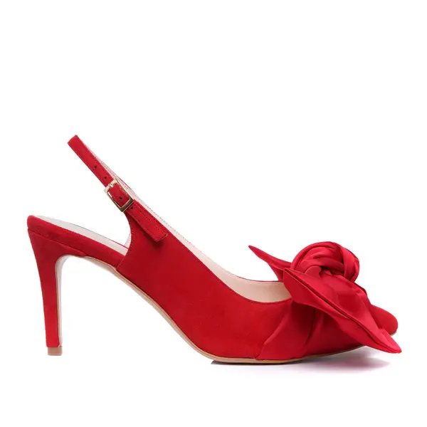 Pantofi Vesa, Piele Intoarsa, Rosii - 39 / 11 cm