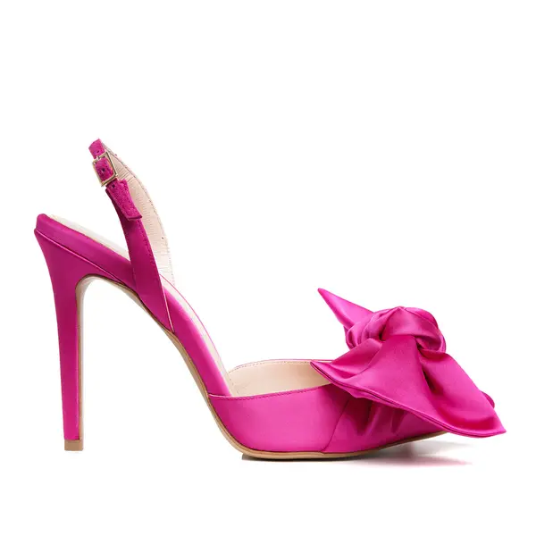 Pantofi Vesa Satin, Varf Ascutit, Fucsia - 39 / 1 cm