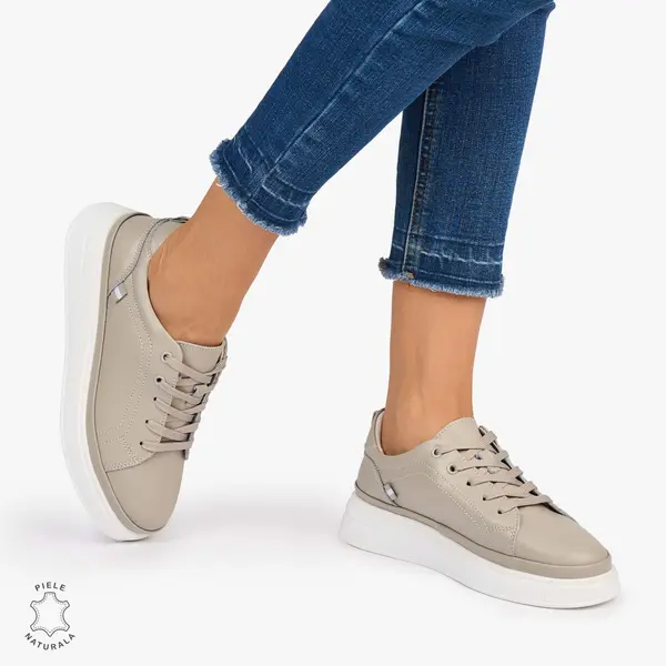 Pantofii casual piele naturala COMOZI CRL1070 CULOARE: GRI