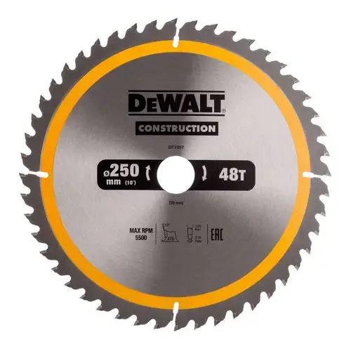 Panza de ferastrau circular Dewalt CONSTRUCTION 250x30, Z 48 DT1957