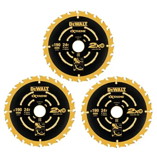Panza fierastrau circular Dewalt EXTREME, 190x30x1.65mm, 24 dinti, 3 bucati