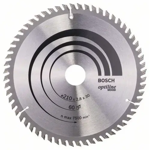 Panza fierastrau circular pentru lemn Bosch, 210 x 30 x 2.8 mm, 60 dinti