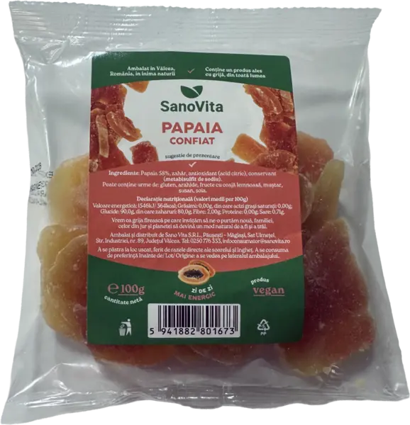 Papaia confiat, 100g, SanoVita