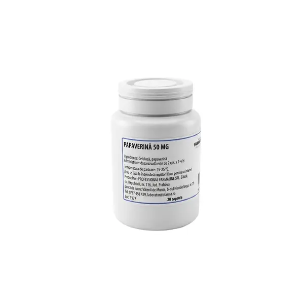 Papaverina 50 mg 20 capsule