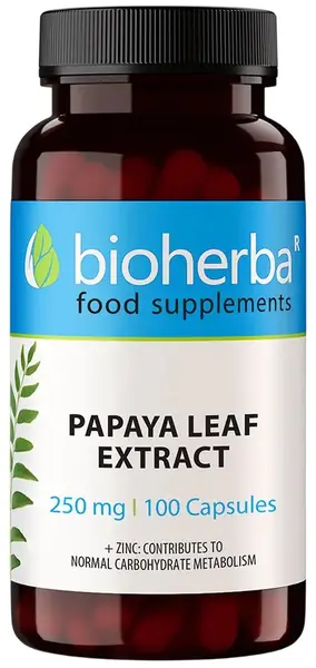 Papaya Leaf Extract, 250 mg, 100 capsule, Bioherba