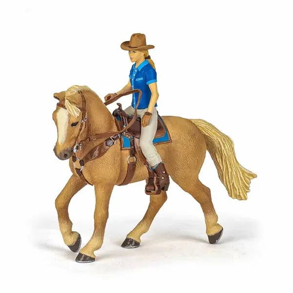 Papo - Figurina Set Cowgirl (Vacarita) pe Cal USA