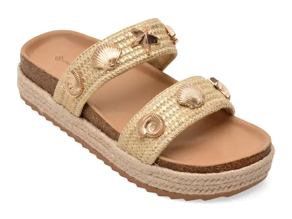 Papuci CALL IT SPRING bej, JANNY 109, din material textil