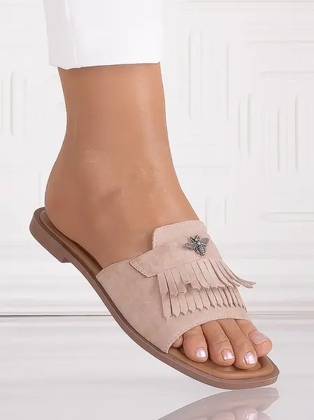 Papuci dama Khaki din Piele Întoarsa Ecologica Roese