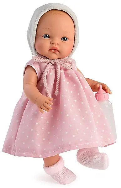 Papusa Asi - Baby Alex, in rochie roz cu buline, 36 cm