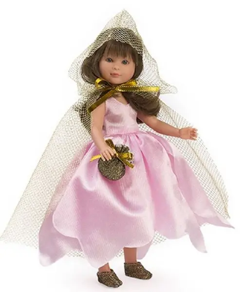 Papusa Asi - Celia, zana cu rochie roza si mantie aurie, 30 cm