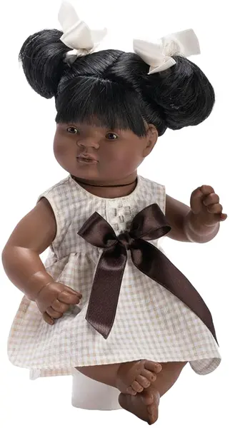 Păpuşă Asi Dolls - Sami, cu o rochie și o panglică maro, 36 cm