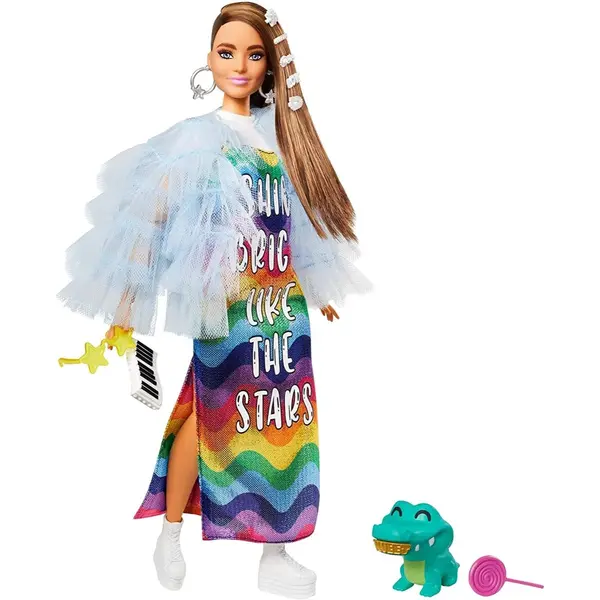 Papusa Barbie Extra Style, Yellow Coat