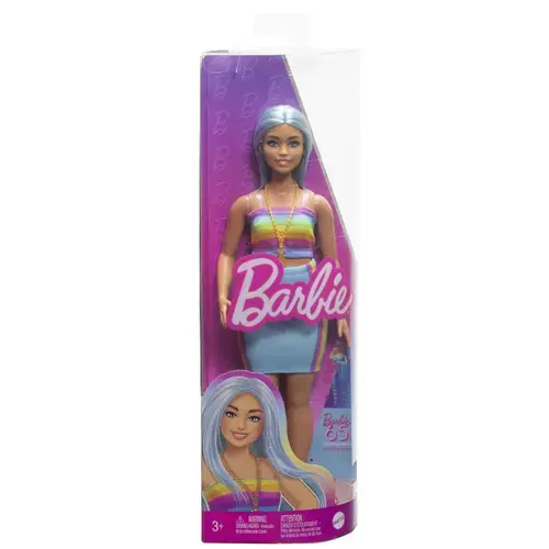 Papusa Barbie Fashionistas - Barbie cu par albastru si top sport