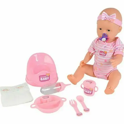 Papusa bebelus BigBuy, cu accesorii, 43cm (Roz)
