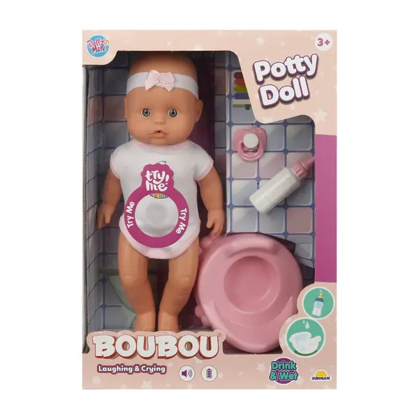 Papusa bebelus cu olita, Dollz n More, Boubou, 30 cm, Roz
