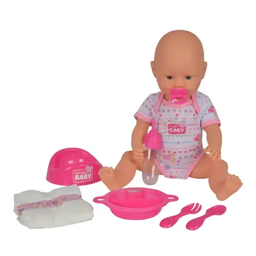 Papusa bebelus Simba de 38 cm, cu accesorii si care face pipi