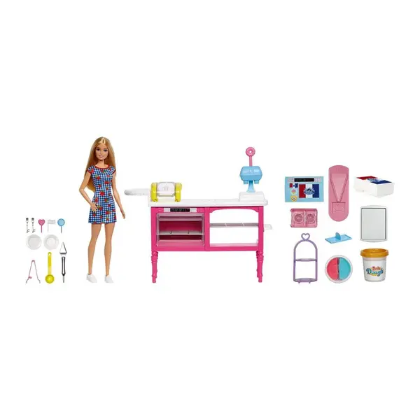 Papusa cu accesorii si plastilina Patiseria Barbie