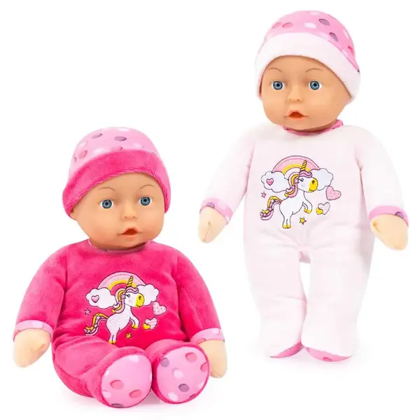 Papusa cu corp moale si salopeta Unicorn Bayer 30 cm diverse modele