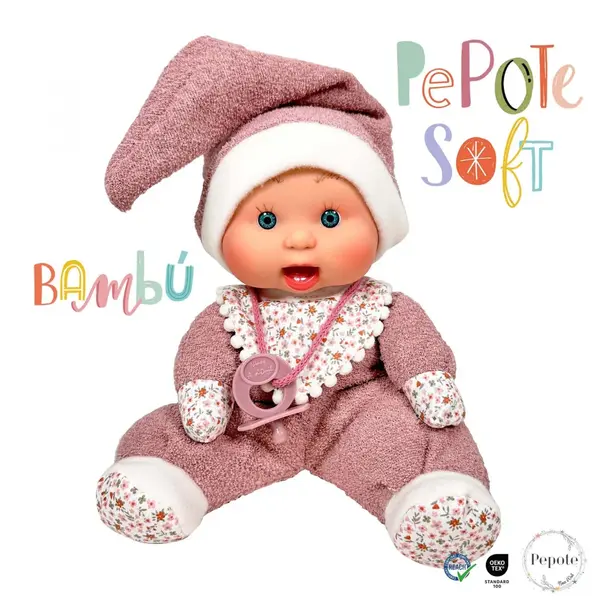 Papusa cu costum lila deschis Nines D Onil, Colectia Bebelusi moi, cu miros de vanilie, 26 cm (2024)