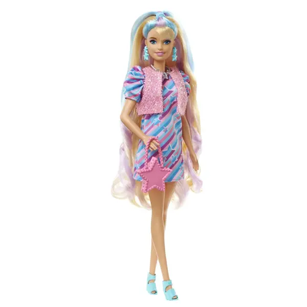 Papusa cu par lung si accesorii Barbie, Totally Hair Stars, HCM88