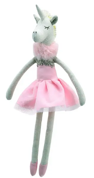 Păpușă de cârpă The Puppet Company - Unicorn dansator, 30 cm