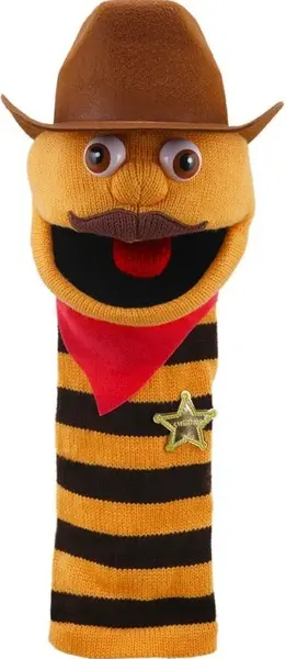 Papusa de mana The Puppet Company - Cowboy, 38 cm