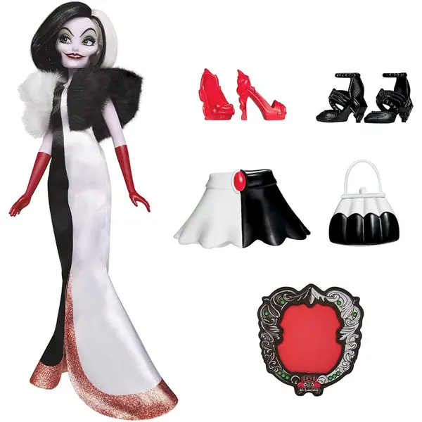 Papusa Disney Villains Cruella De Vil din 101 Dalmatieni