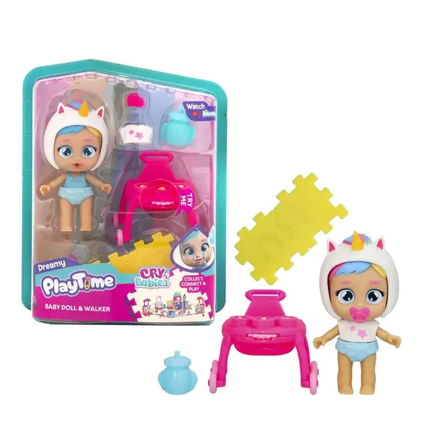 Papusa interactiva Cry Babies Dreamy cu premergator