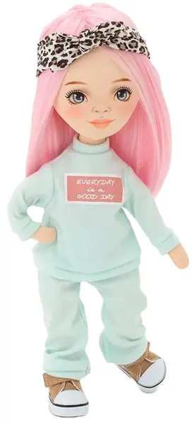 Păpușă moale Orange Toys Sweet Sisters - Billy cu trening menta, 32 cm