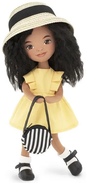 Păpușă moale Orange Toys Sweet Sisters - Tina într-o rochie galbenă, 32 cm