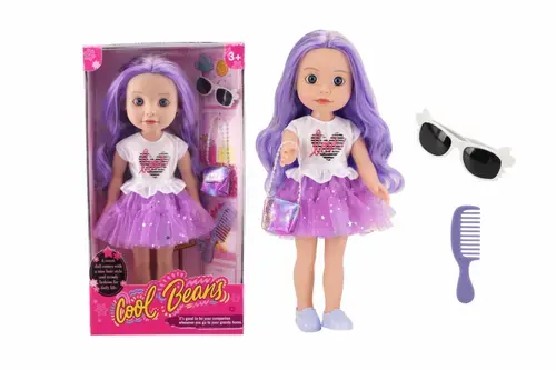 Papusa MomKi cu accesorii, 35cm, Mov