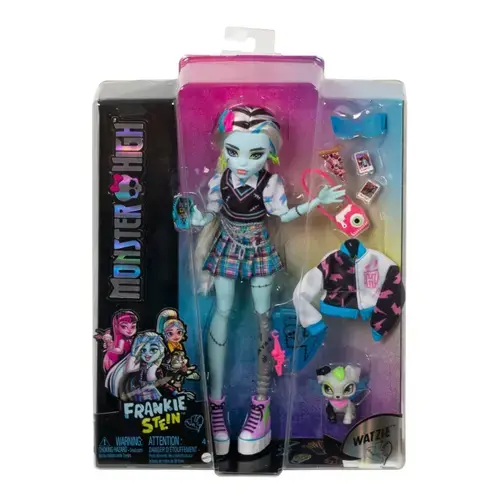 Papusa Monster High Frankie Stein, cu animalut si accesorii