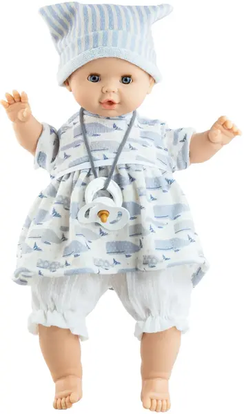 Păpușă Paola Reina Alex & Sonia - Sonia, cu rochie cu balene și pălărie, 36 cm