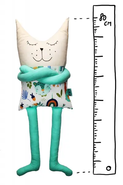 Papusa perna hand made pentru copii Pisica Mariuca 80 cm