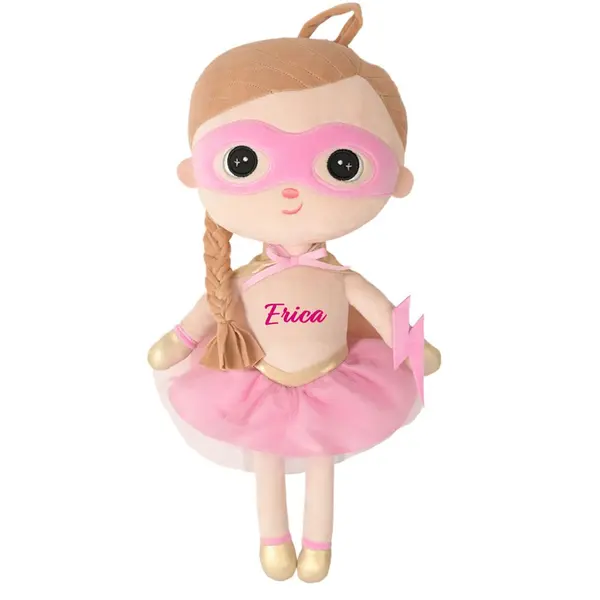 Papusa personalizata de plus Super Girl cu Pelerina (XL)