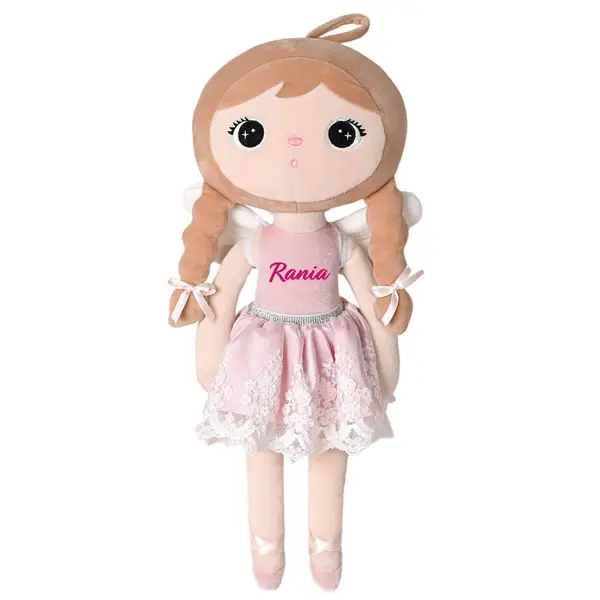 Papusa personalizata Ingeras cu codite Roz (XL)
