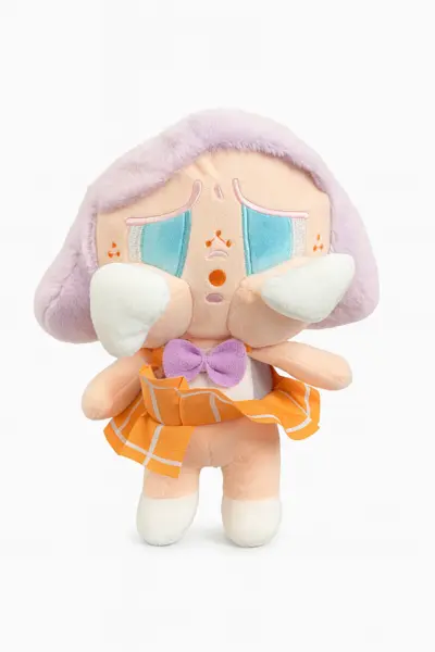Papusa Plus Tristuta Mov cu Fustita Portocalie 20 cm - Kawaii Emotion Doll