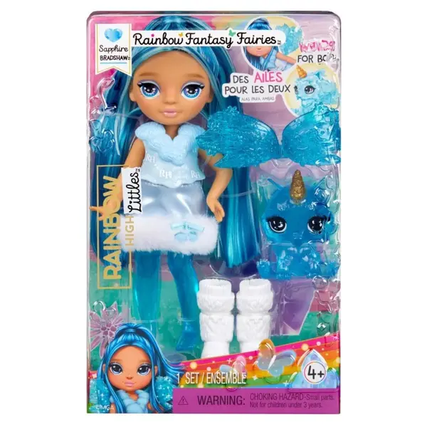 Papusa Rainbow High Littles, Rainbow Fantasy Fairies, Sapphire, 543428EUC