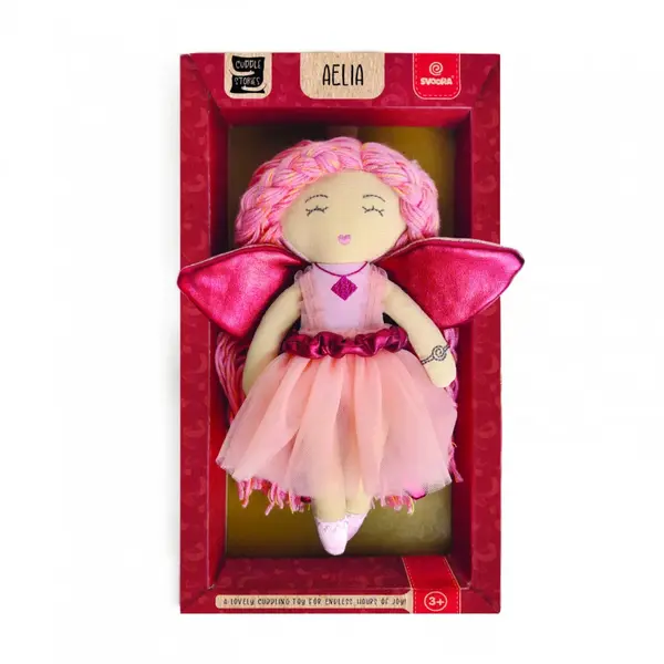 Papusa zana Aelia cu rochita si accesoriu pentru par,20 cm
