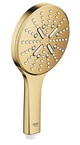 Para de dus Grohe Rainshower SmartActive 130 26574GL0, 1/2 inch, universala, 3 pulverizari, anti-calcar, lucios, Cool sunrise