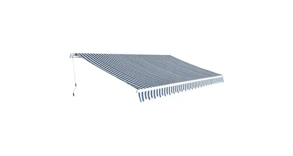 Parasolar pliabil manual 5x3 m, albastru si alb
