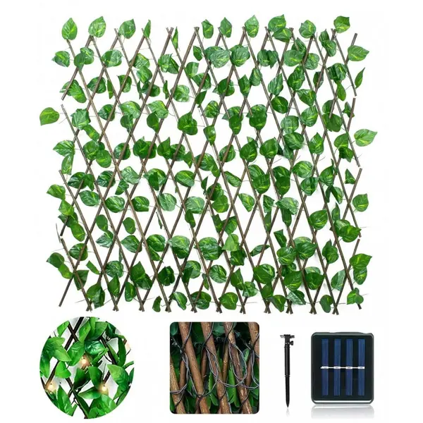 Paravan cu frunze artificiale, 50 LED, 170x90 cm